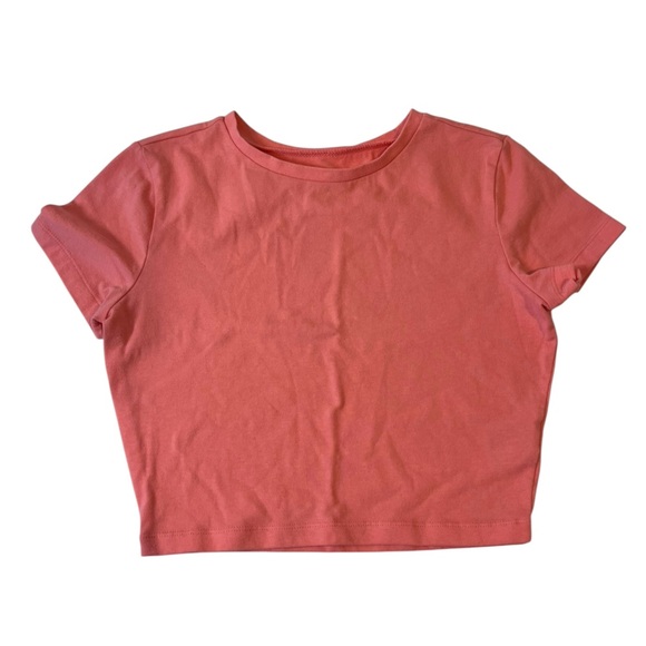 🧁y2k bright orange peach baby tee vintage basic casualfall layering minimalist - Picture 1 of 7